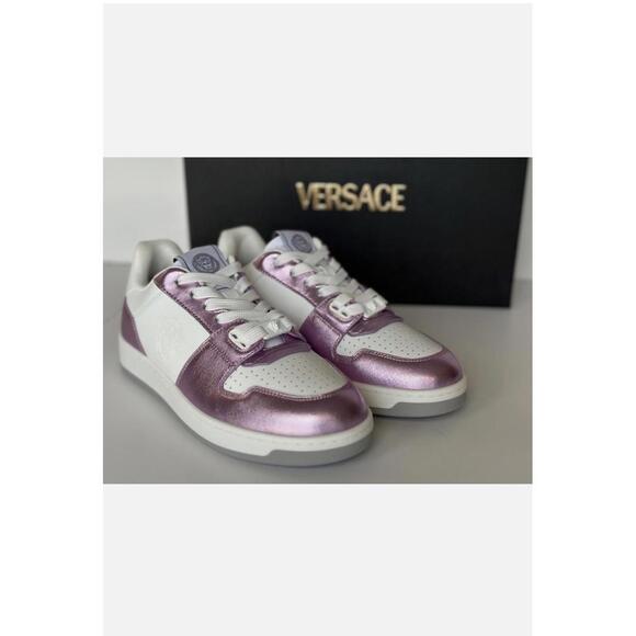 BNWT Versace Women’s Medusa Rose/White Leather Sneakers Size 39 US 9 $700 - Picture 8 of 9